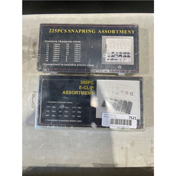 Lot of 2 Snapping Ring and E-Clip Assortment SetsÂ
