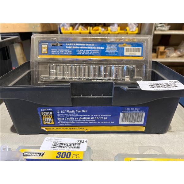 Powerbuilt 9-Piece SAE Socket Set and 12-1/2 inch Tool Box