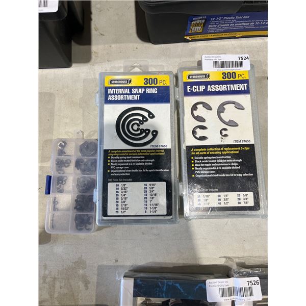 Lot of Husky 300-Piece Assortments â€“ Internal Snap Rings and E-Clips