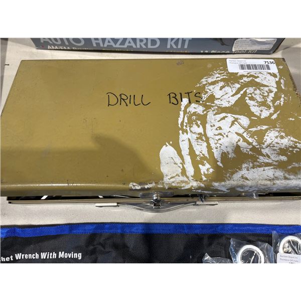 Metal Case of Assorted Drill Bits and Accessories