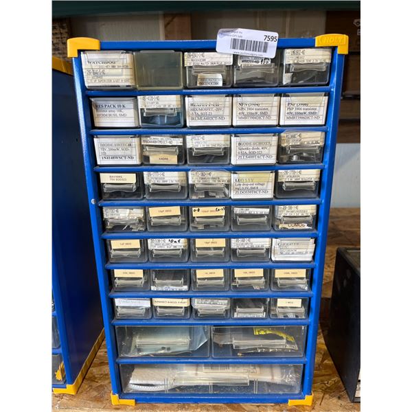 Blue Multi-Drawer Organizer With Hardware Components