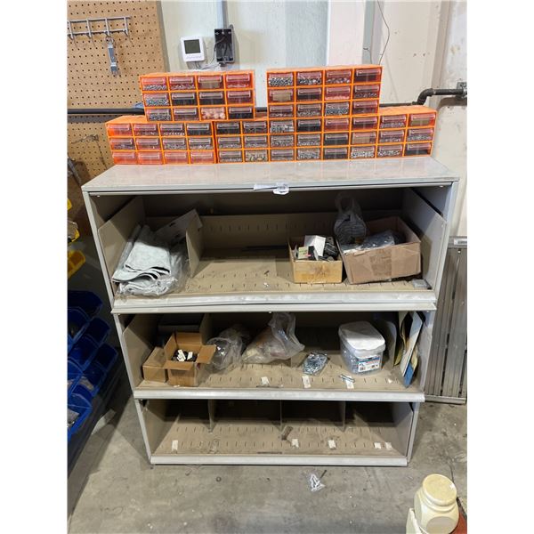 Metal Storage Cabinet With Hardware Assortments and Fasteners