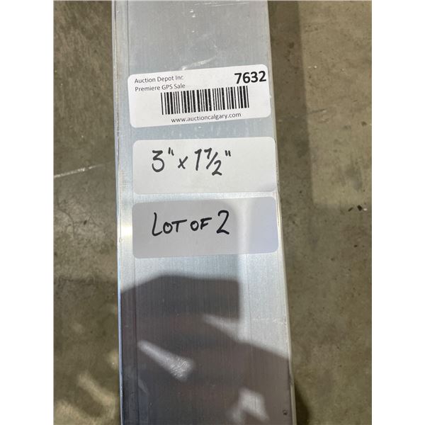 Lot of 2 Aluminum Rectangular Tubes, 3in x 1-1/2in x Assorted Lengths