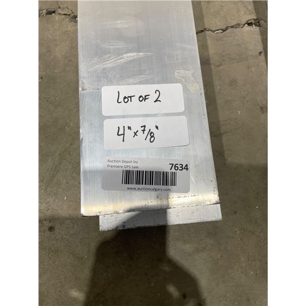 Lot of 2 Aluminum Rectangular Tubes, 4 in x 7/8 in x 118in