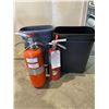 Image 1 : Fire Extinguishers and Assorted Garbage Bins