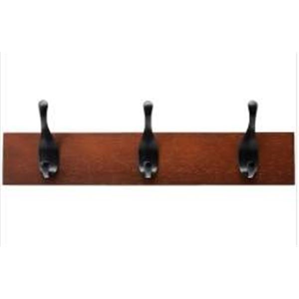 Amazon Basics Wall Mounted Coat Rack - 3 Modern Hook, Espresso