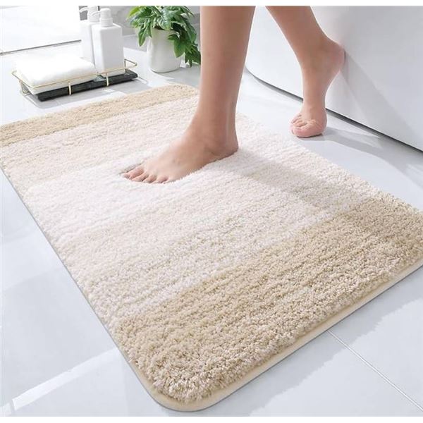 Olannly Luxury Microfiber Bath Mat, 24x36 Inches, Light Beige