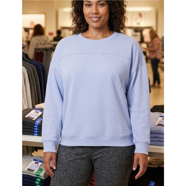 Mondetta Womenâ€™s Sweatshirt, Size L/G, Light Blue Crew Neck
