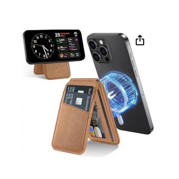 Tieszen Magnetic Wallet for MagSafe, Brown with Adjustable Stand