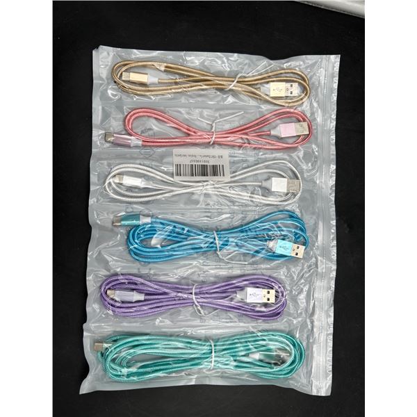 Lot of 6 Braided USB-C Charger Cables