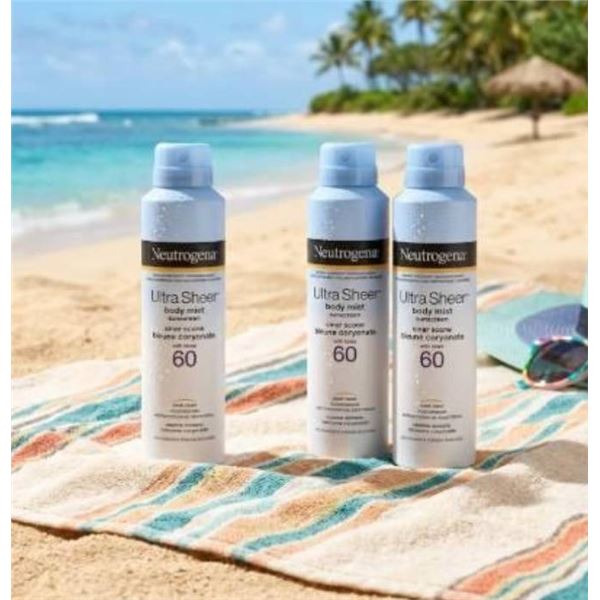 Neutrogena Ultra Sheer SPF 60 Body Mist Sunscreen, 3 x 141 g