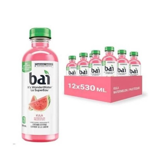 Bai Flavored Water Kula Watermelon 12-Count 530 mL Bottles