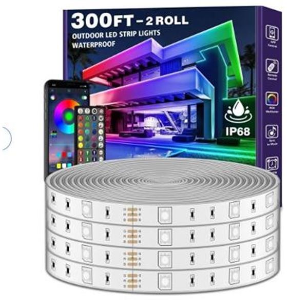 AILBTON 300ft/90m Outdoor LED Strip Lights Waterproof with self-Adhesive Back