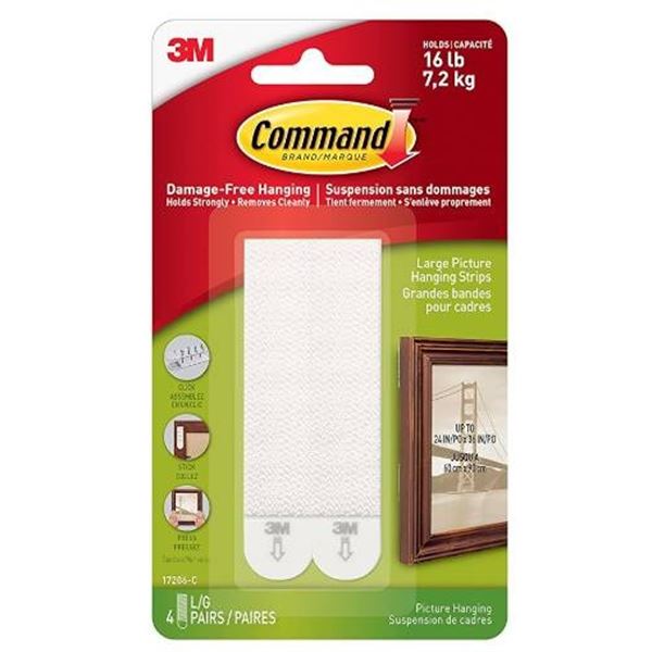 3M Command Large Picture Hanging Strips 6 - 3 PACKS