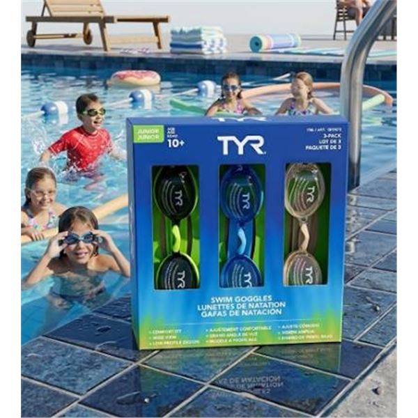 TYR Junior Swim Goggles 3-Pack, Model 1819572