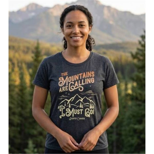 Womenâ€™s Heather Gray T-Shirt with Graphic Featuring Mountain Quote, Size P/S