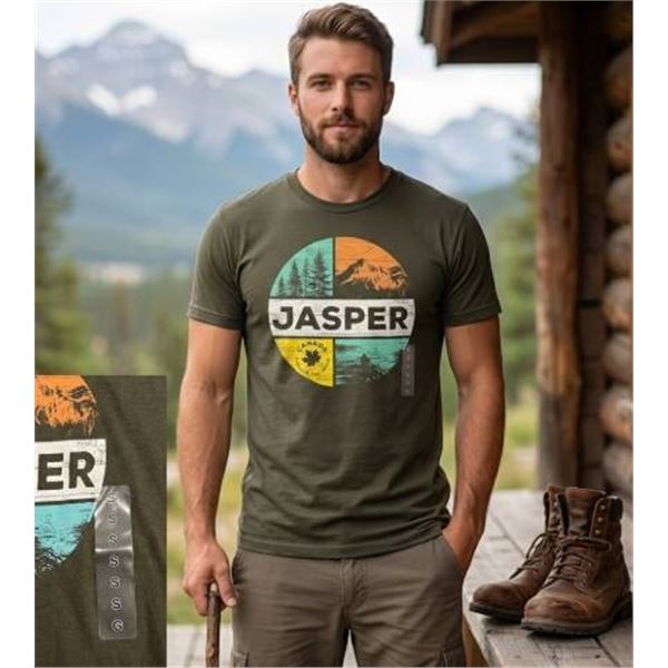 Jasper Logo Green T-Shirt Small by Anvil Lightweight Cotton