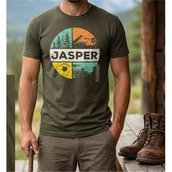 Jasper Logo Green T-Shirt Small by Anvil Lightweight Cotton