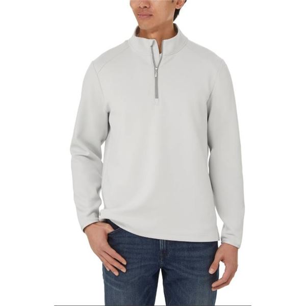 Kirkland Signature Men's 1/2 Zip Pullover, Medium, White