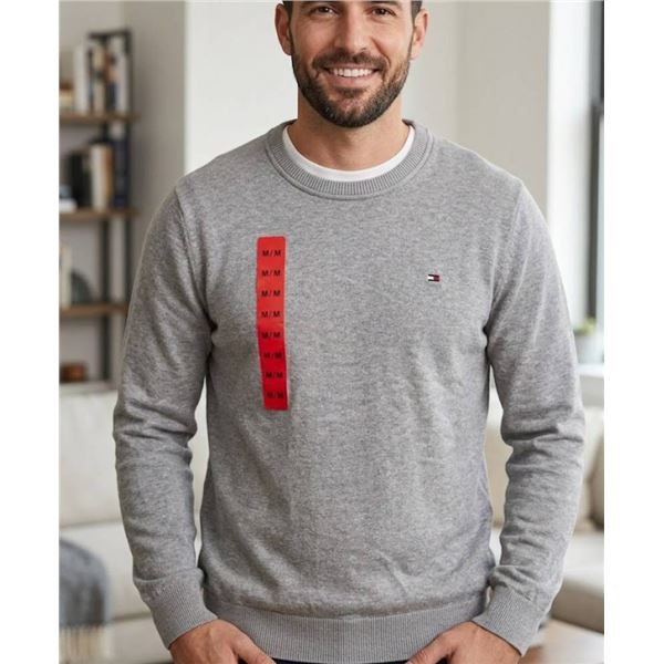 Tommy Hilfiger Gray Long-Sleeve Pullover, Size M