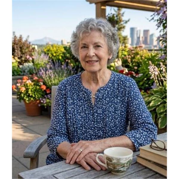 Lands' End Button Front Pintuck Top, Navy, Size Large