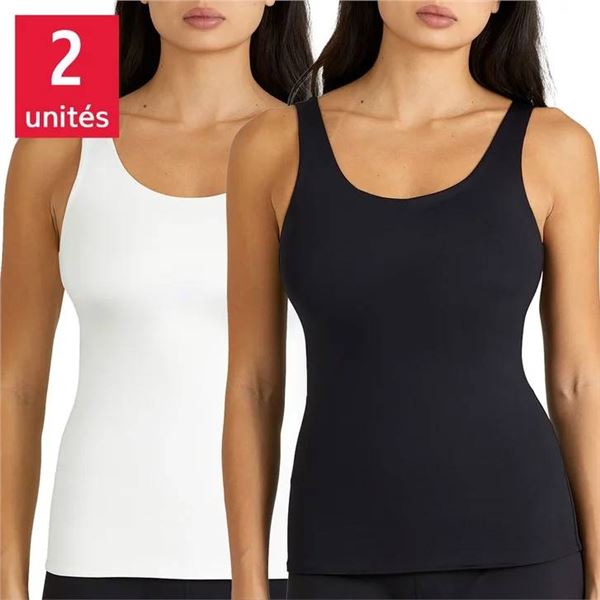 Frank and Oak Women's Contour Tank, 2-pack, M/M, White and black