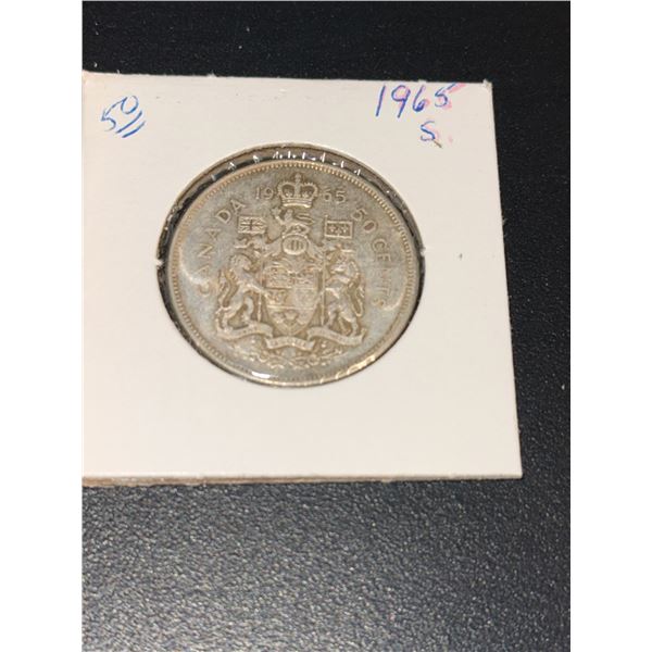 Vintage Canada 1965 Silver Half Dollar