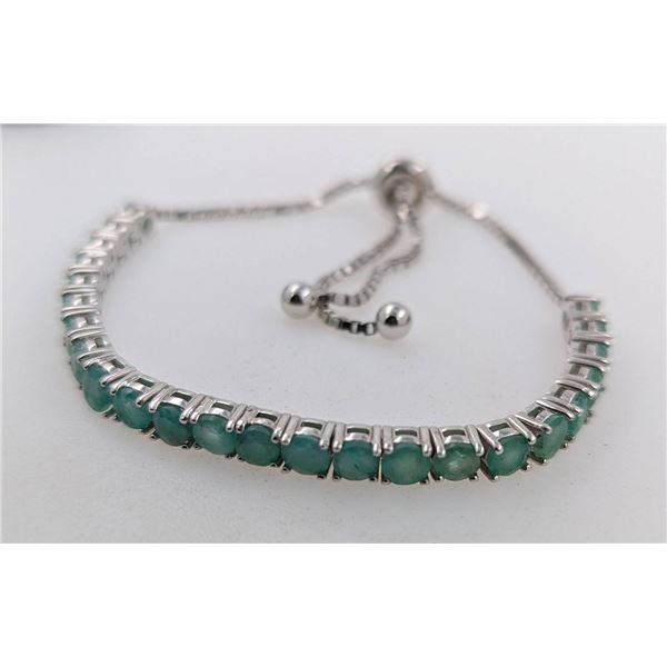 9.8 ct Certified Silver Emerald gemstone Bracelet ($9,013 Appraisal)