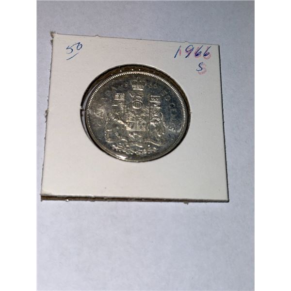 Vintage 1966 Canada Silver Half Dollar Coin