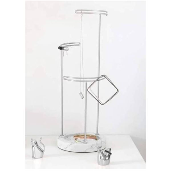 Umbra Tesora, 3 Tier Jewelry Stand, Earring Holder, Accessory Organizer and Display, Nickel/Marble