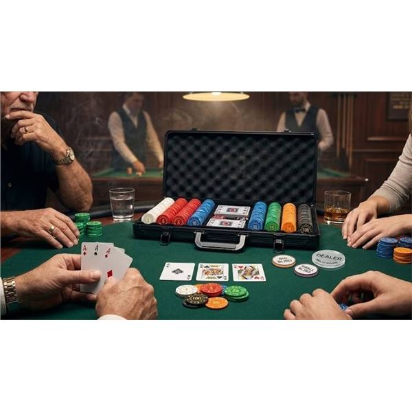 Poker Chip Set with Durable Case and Multicolor Chips