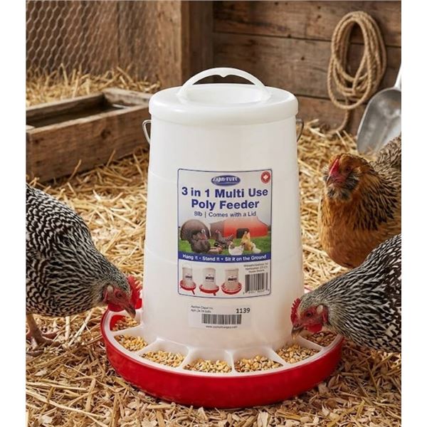 Farmtuff 3-In-1 Multi-Use Poly Feeder, 8 lb Capacity With Lid