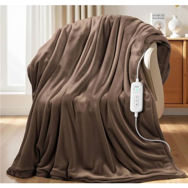 PKBD 2025 Flannel Heated Blanket, 50"x60" Soft Electric Blanket with 8 Heating Levels