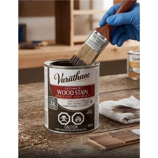 lot of 2 – Varathane Ultimate Wood Stain, One Coat Coverage, 946 mL, True Brown