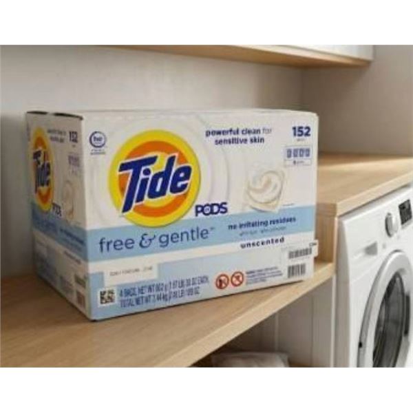 Tide Pods Free & Gentle Laundry Detergent, 4 Bags, 152 Total Count