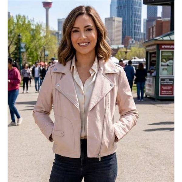 Guess Women's Faux Leather Jacket With Asymmetric Moto Collar, Size XS