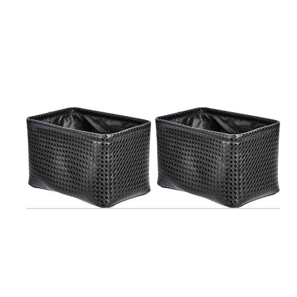 Pack of 2 matching Amazon Basics Storage Bins – Metallic Black, 2 bins total
