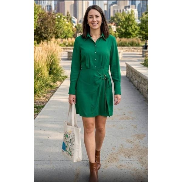 MNG Mango 439 Woman Dress, Green, Size S