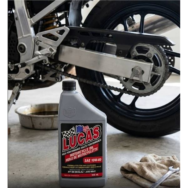 Lucas High Performance SAE 10W40 Motorcycle Oil, 946 mL, 6-Count Case