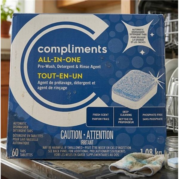 Compliments All-In-One Pre-Wash, Detergent, and Rinse Agent – 60 Tablets