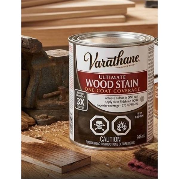 Lot of 2 - Varathane Ultimate Wood Stain, True Brown, 946mL