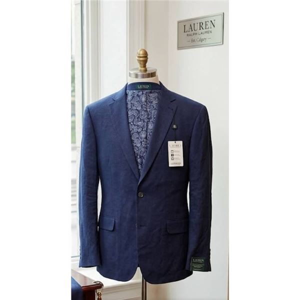Lauren Ralph Lauren UltraFlex Blazer, Latrobe Model, Navy, 46 Regular, 100 Percent Linen