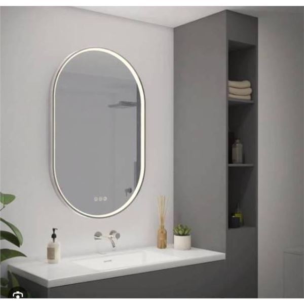 Artika Royce Oval LED Wall Mirror With Integrated Defogger, Model ART-427860