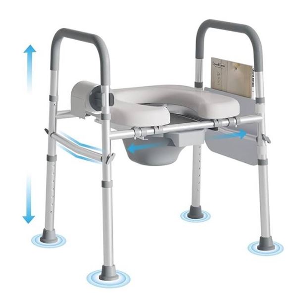 Manyukoi Bedside Commode, Grey, 44.5x19x43 cm