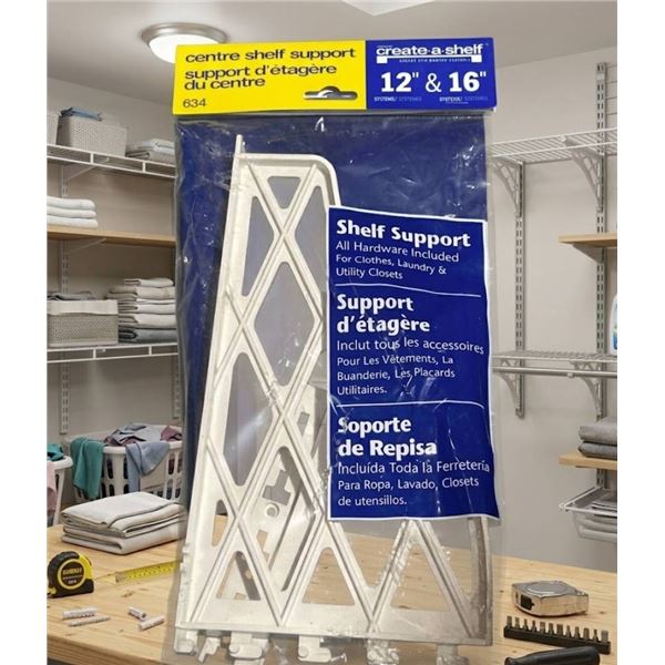 Create-A-Shelf Center Shelf Support, 12-inch and 16-inch Brackets