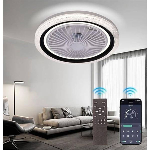 EINRZI Low Profile Ceiling Fans with Lights and Remote,16.9in Flush Mount Ceiling Fan,3 Color Temper