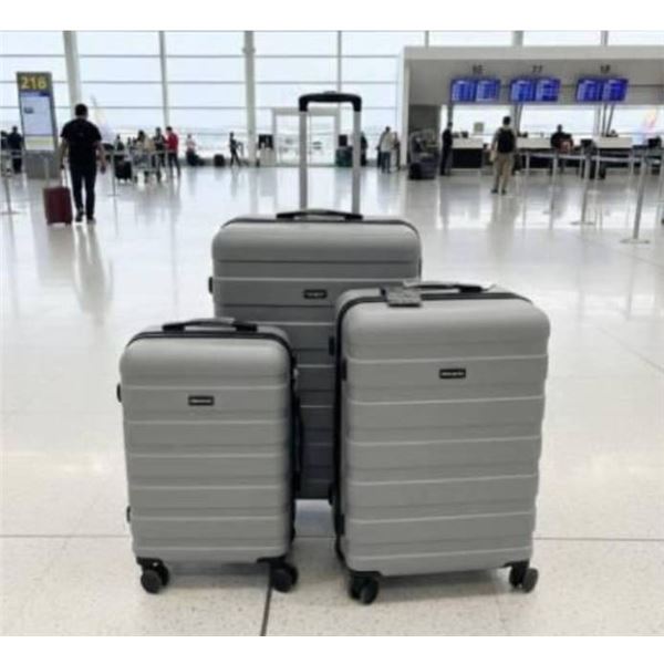 Pack & Fly 3-Piece Silver Edition Luggage Set With Cabin, Medium, and Large Sizes Silver