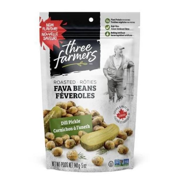 Three Farmers Roasted Fava Beans Dill Pickle Flavor 6 x140g