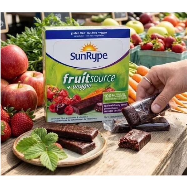 SunRype FruitSource 15 x 37g fruit bars LOT of 4