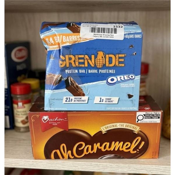 Grenade Oreo Protein Bars and Vachon Ah Caramel Snack Cakes Bundle